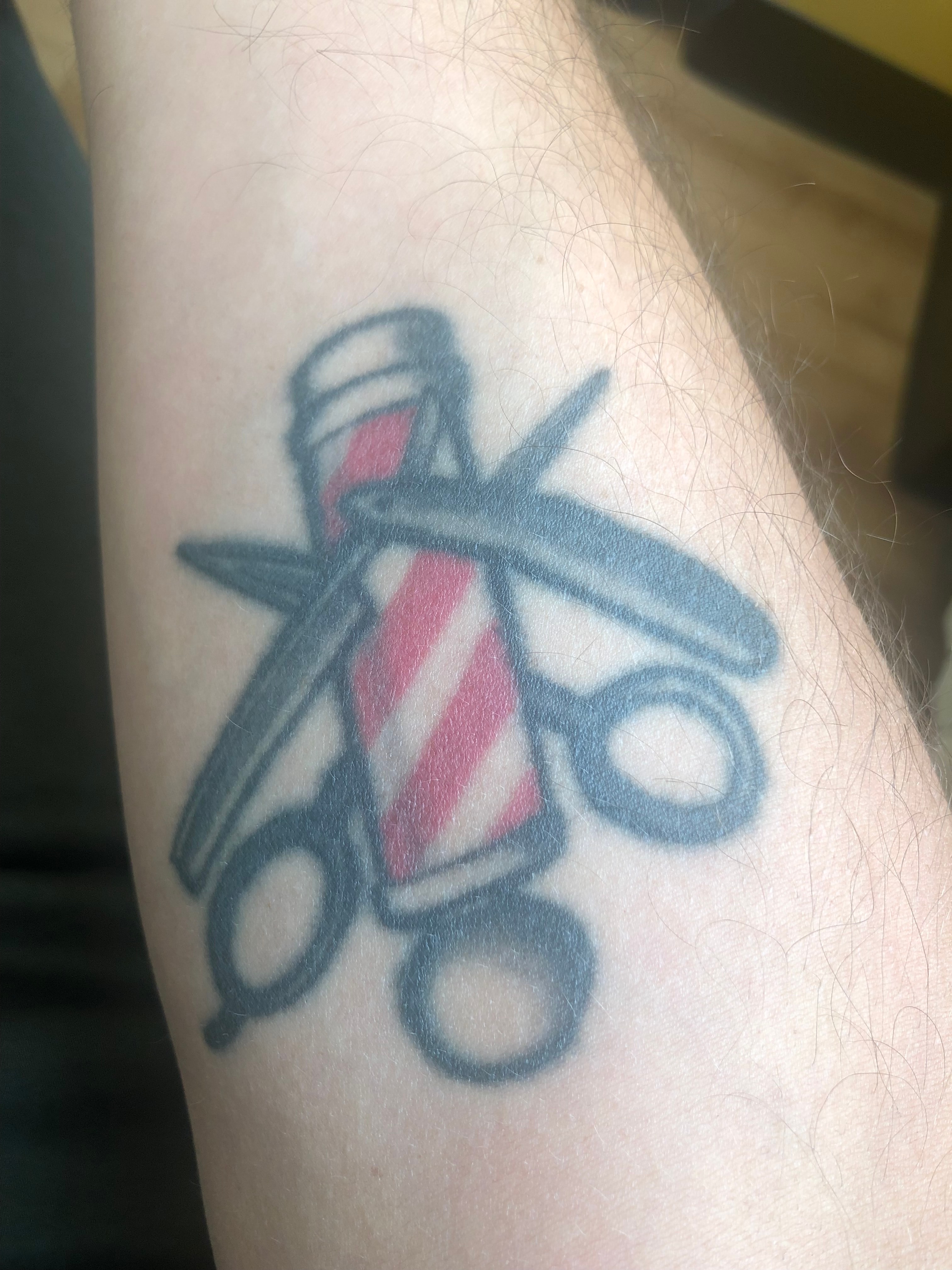 Barber Pole Tattoo Right Forearm